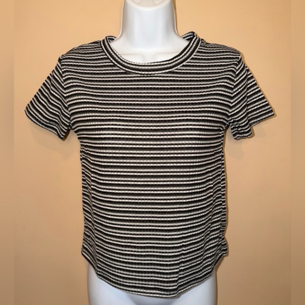 NWT Fury Black, Gray, & White Striped Women’s Boutique Crop Top
